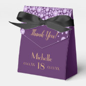 18th誕生日パーティーパプル感謝してい金ゴールドお名前 フェイバーボックス (正面サイド)