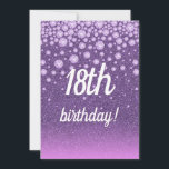 18th誕生日パーティーパープルピンクグリッターダイヤモンド 招待状<br><div class="desc">フェスティバルとエレガント18歳の誕生日パーティー招待状。華ガーリーやかな紫とピンクの色のグラデーショングリッターとダフェイクイヤモンド文字の前で： 18歳！戻る：パーティー情報のテンプレート、ホワイトレター。</div>