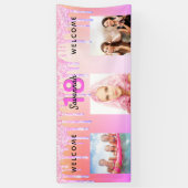 18th誕生日パーティーピンク写真グリッター歓迎 横断幕 (縦)