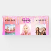 18th誕生日パーティーピンク写真グリッター歓迎 横断幕 (横)