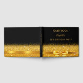 18th誕生日パーティーブラック金ゴールドボウグラーム輝き ゲストブック (全面)