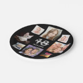 18th誕生日パーティー写真コラージガールブラック ペーパープレート (アングル)