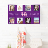 18th誕生日パーティー写真コラージュ女の子パープル 横断幕 (インサイチュ)