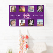 18th誕生日パーティー写真コラージュ女の子パープル 横断幕 (インサイチュ)