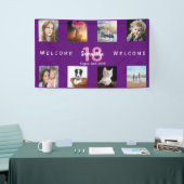 18th誕生日パーティー写真コラージュ女の子パープル 横断幕 (トレードショー)