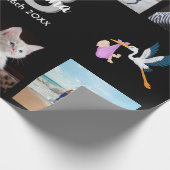 18th誕生日パーティー写真コラージュ女性ブラック ラッピングペーパー (角)