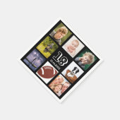 18th誕生日パーティー写真コラージュ少年ブラック スタンダードカクテルナプキン (角)