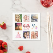 18th誕生日パーティー写真コラージュ スタンダードカクテルナプキン (インサイチュ)