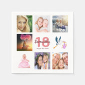 18th誕生日パーティー写真コラージュ スタンダードカクテルナプキン (正面)