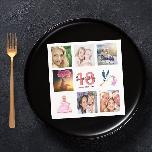 18th誕生日パーティー写真コラージュ スタンダードカクテルナプキン