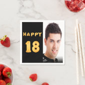 18th誕生日パーティー写真金ゴールドバルーン スタンダードカクテルナプキン (インサイチュ)