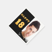 18th誕生日パーティー写真金ゴールドバルーン スタンダードカクテルナプキン (角)