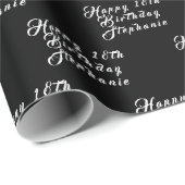 18th誕生日パーティー名ブラックパターモダンン ラッピングペーパー (ロールコーナー)