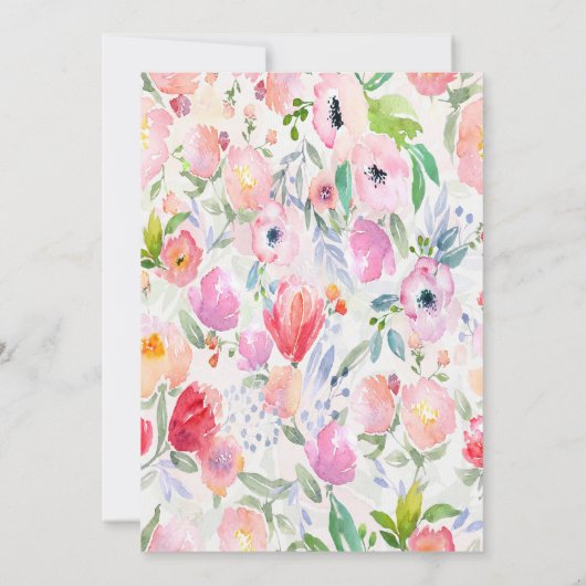 18th誕生日パーティー招待ピンクの花ホワイト 招待状 (裏面)