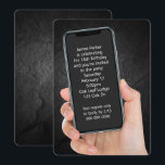 18th誕生日パーティー文字メッセージ 招待状<br><div class="desc">18歳の誕生日パーティーのための黒い岩の背景に手の携帯電話。すべての文字は編集可能。</div>