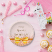 18th誕生日パーティー赤面バラ金ゴールドエレガントボウ ペーパープレート (パーティー)