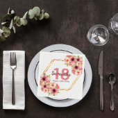 18th誕生日パーティー赤面ピンクフローラ幾何学的 スタンダードカクテルナプキン