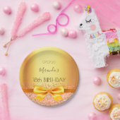 18th誕生日パーティー金ゴールドエレガントの弓名 ペーパープレート (パーティー)