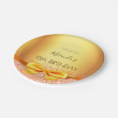 18th誕生日パーティー金ゴールドエレガントの弓名 ペーパープレート (アングル)