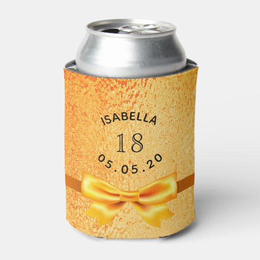 18th誕生日パーティー金ゴールドエレガントボウ 缶クーラー (缶正面)