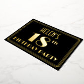 18th誕生日パーティー:アールデコを見る"18",名前と 箔招待状 (回転した状態)