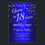 18th誕生日パーティー – 金ゴールドブ王室のルー 招待状<br><div class="desc">18thバースデーパーティー招エレガント待デザインとフェイクグリッター金ゴールドと王室の青。応援18年！</div>