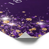 18th誕生日パープルグリッター歓迎 ポスター (角)