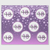 18th誕生日パープルピンクグリッターダイヤモンド名 ラッピングペーパー (フラット)