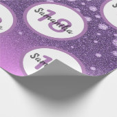 18th誕生日パープルピンクグリッターダイヤモンド名 ラッピングペーパー (角)