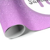 18th誕生日パープルピンクグリッターダイヤモンド名 ラッピングペーパー (ロールコーナー)