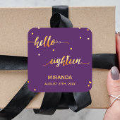 18th誕生日パープル金ゴールドhello 18スクリプト名 スクエアシール