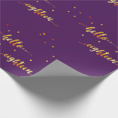 18th誕生日パープル金ゴールドhello 18タイポグラフィ ラッピングペーパー (角)