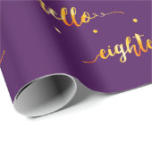 18th誕生日パープル金ゴールドhello 18タイポグラフィ ラッピングペーパー (ロールコーナー)