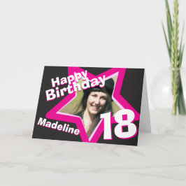 18th誕生日ピンクのカスタムフォトカード カード