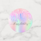 18th誕生日ピンクの写真ホログラフィック コンフェッティ (スモール正面)