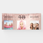 18th誕生日フォトバラ金ゴールドグリッタースパークル 横断幕 (横)