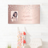 18th誕生日フォトバラ金ゴールドピンク光沢ダイヤモンド 横断幕 (インサイチュ)