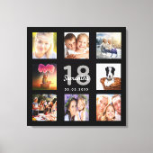 18th誕生日ブラックフォトコラージュ名 キャンバスプリント (正面)