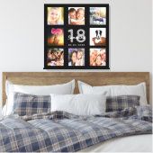 18th誕生日ブラックフォトコラージュ名 キャンバスプリント (インサイチュ (寝室))