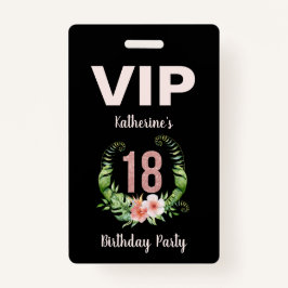 18th誕生日ブラックフローラVIP バッジ