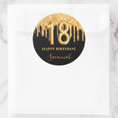 18th誕生日ブラック金ゴールドグリッターバルーンパーティー ラウンドシール (バッグ)