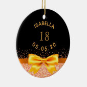 18th誕生日ブラック金ゴールドボウ名 セラミックオーナメント (右)