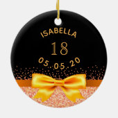 18th誕生日ブラック金ゴールドボウ名 セラミックオーナメント (裏面)