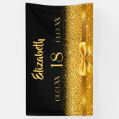 18th誕生日ブラック金ゴールド名welcome 横断幕 (縦)