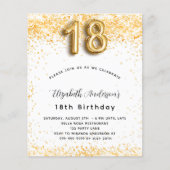 18th誕生日ホワイト金ゴールドグリッター予算 チラシ (正面)