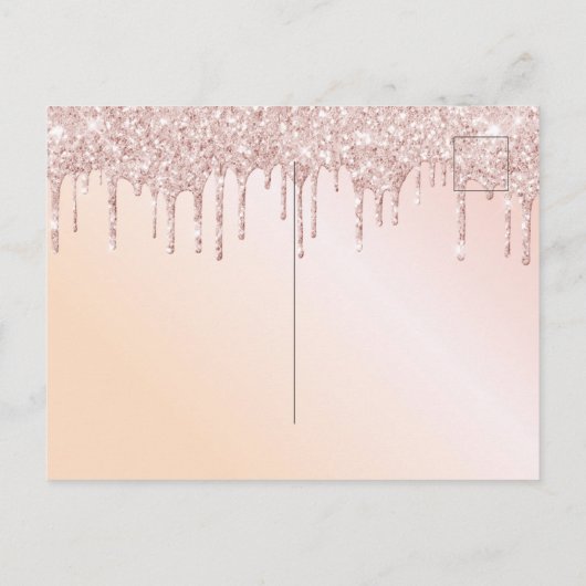 18th誕生日花模様バラ金ゴールドグリッター招待 ポストカード (裏面)