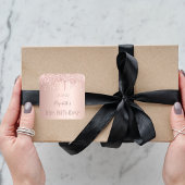 18th誕生日赤面バラ金ゴールドグリッタードライブ名 スクエアシール