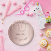 18th誕生日赤面バラ金ゴールドグリッタードライブ名 ペーパープレート (パーティー)