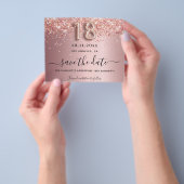 18th誕生日赤面ピンク日付予算を保存 チラシ (手)