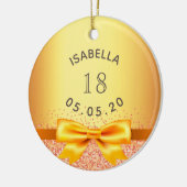 18th誕生日金ゴールド名bow セラミックオーナメント (左)